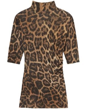 Stella McCartney Leopard High-neck Top - Brown