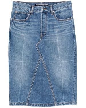 Alexander Wang Straight Skirt W/ Faded Fold Lines - Blue