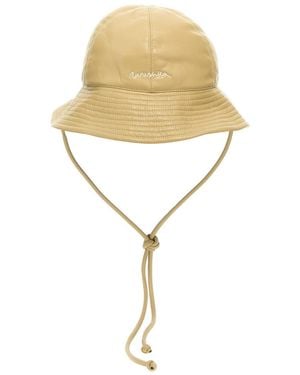 Nanushka 'Laurie' Leather Finish Bucket Hat in Natural | Lyst