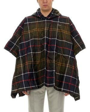 Barbour Poncho With Tartan Pattern - Black