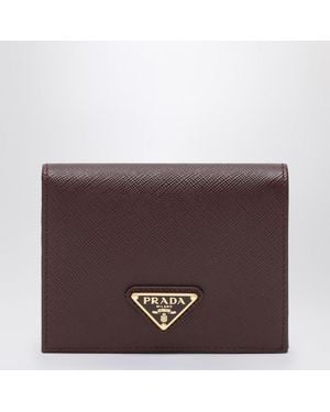 Prada Burgundy Saffiano Small Wallet - Purple