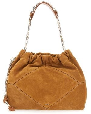 Ba&sh Shoulder Bag With Chain Strap And Front Logo - Brown