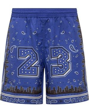 Off-White c/o Virgil Abloh Beach Boxer Shorts With Bandana Pattern - Blue