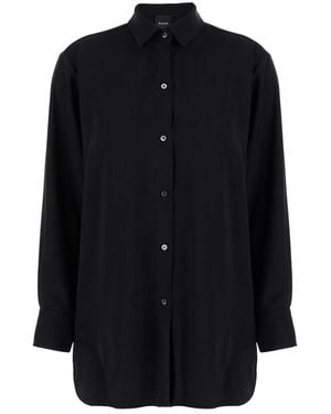Plain Maxi Shirt With Buttons - Black
