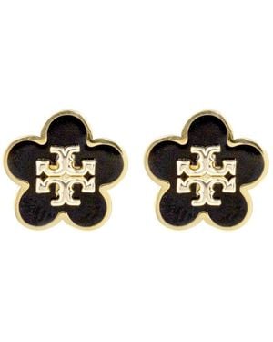 Tory Burch Kira Enamel Flower Stud Earring - Black