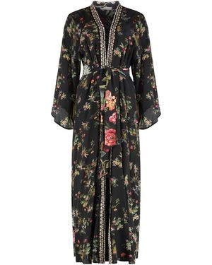 Anjuna Maxi Printed Silk Cardigan - Black
