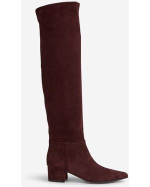 Gianvito Rossi High Suede Boots - Red