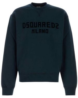 DSquared² Navy Blue Cotton Crewneck Sweatshirt