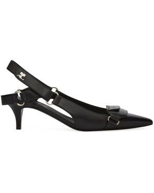 Courreges Pointed Toe Slingback Heels - Black