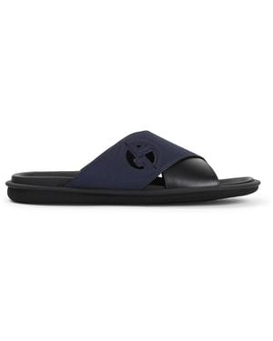 Giorgio Armani Bovine Leather Sandals With Cross-Strap Design - Blue