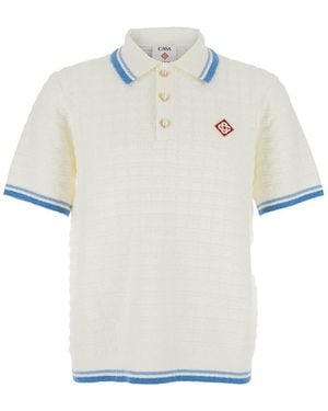 CASABLANCA Shirt With Classic Collar And Chest Logo Patch - White