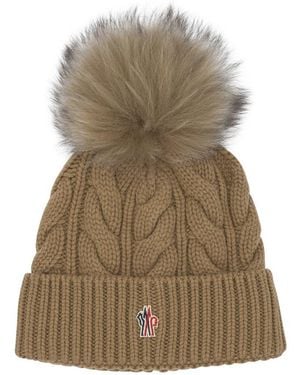 Moncler Wool Blend Beanie - Natural