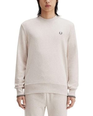 Fred Perry Cotton Sweatshirt With Embroidered Logo - White
