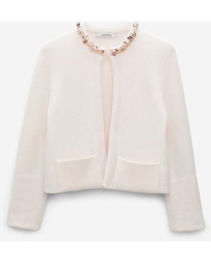 Dorothee Schumacher Embellished Cashmere Cardigan - White