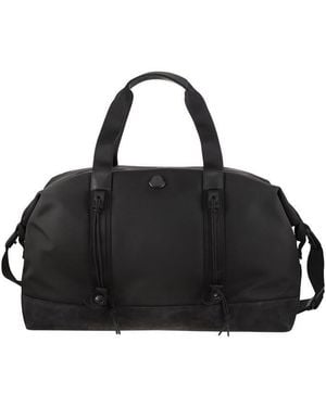 Moncler Water-Repellent Tech Duffle Bag With Leather Trim - Black