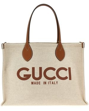 Gucci Logo Shopping Bag - Natural