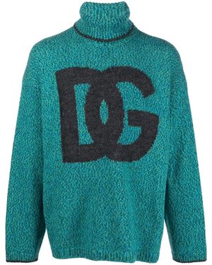 Dolce & Gabbana Wool Blend High Neck Sweater - Green
