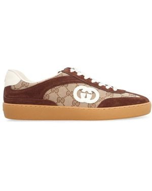 Gucci Fabric And Leather Sneakers - Brown