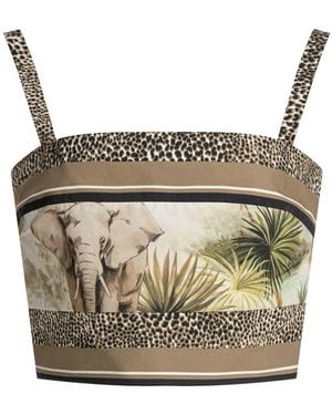 Elie Saab Printed Cotton Crop Top Foulard38 Printed Cotton - Grey