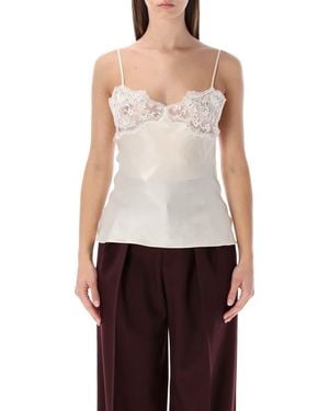 Chloé Ivory Silk Top With Lace - Red