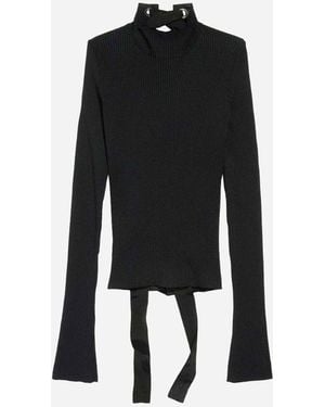 Balenciaga Ribbed Sweater With Laces - Black