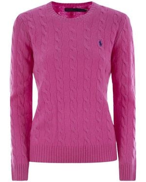 Polo Ralph Lauren Plaited Wool And Cashmere Crew-Neck - Pink