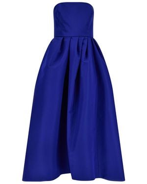 Carolina Herrera Off-The-Shoulder Silk Faille Midi Dress - Blue