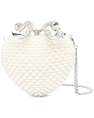 Self-Portrait Pearl Heart Clutch Bag Bags - White