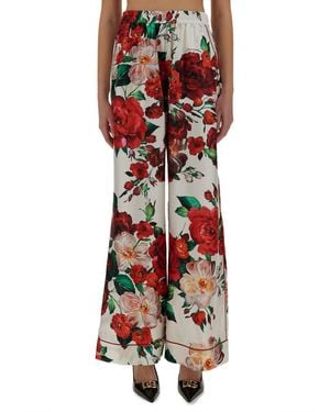 Dolce & Gabbana Rose Print Pajama Pants - Red
