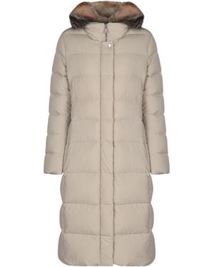 Moorer Zagara Long Hooded Down Jacket - Natural