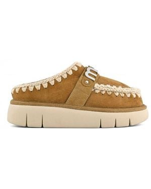 Mou 'Bounce' Mules With Logo Lettering And Open Rear - Metallic