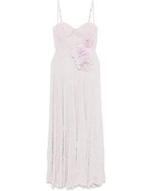Elisabetta Franchi Lilac Long Dress Floral Detail - White