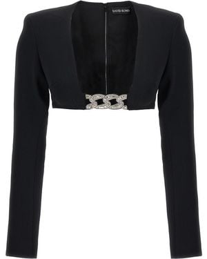 David Koma Top '3D Crystsal Chain And Square Neck' - Black