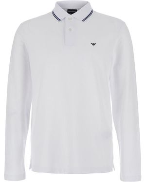 Emporio Armani Logo Cotton Polo Shirt - White