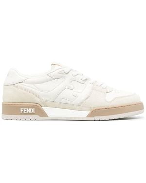 Fendi Match Suede And Leather Sneakers Shoes - White