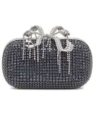 Self-Portrait Chainmail Clutch Bag With Bow - Blue