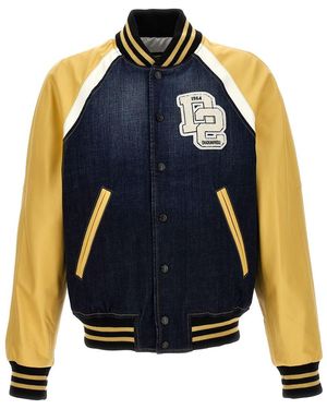 DSquared² 'College' And Varsity Jacket With Logo Patch And Contrasting Sleeves - Blue