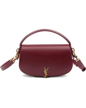 Saint Laurent Voltaire In Box Leather Bags - Purple