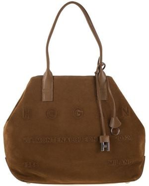 Hogan Medium Script Shopping Bag - Brown