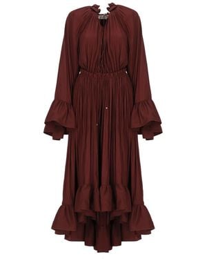 Lanvin Bordeaux Pleated Midi Dress - Red