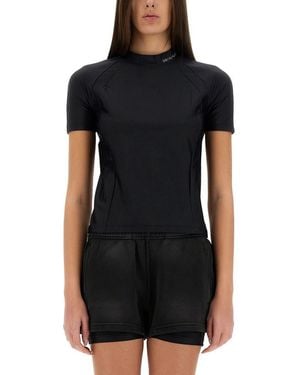T By Alexander Wang Fitted T-Shirt With Logo Details - Black