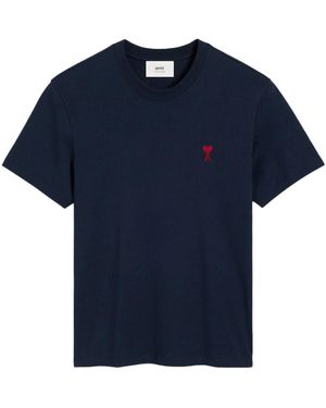 Ami Paris Tshirt De Coeur Rouge - Blue