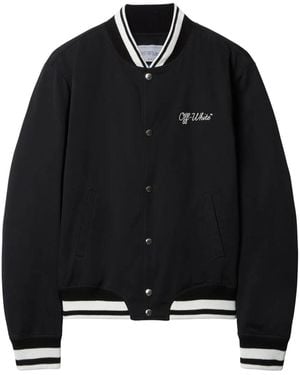 Off-White c/o Virgil Abloh Script Varsity Jacket - Black