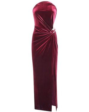 Self-Portrait Velvet Bandeau Maxi Dress - Purple