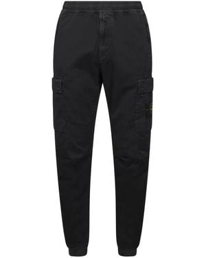 Stone Island Regular Fit Cotton Cargo Pants - Black