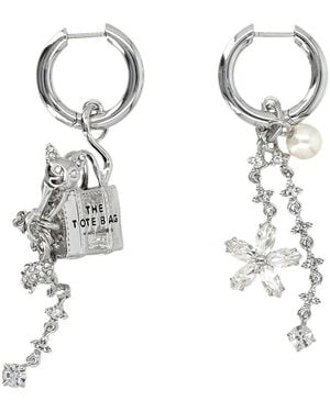 Marc Jacobs Crystals Charm Hoop Earrings - White