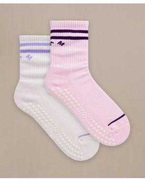 BAM Pilates Grip Crew Socks - Pink