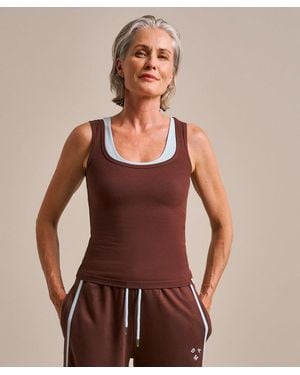 BAM Square Neck Active Rib Vest Top - Brown