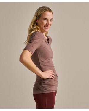 BAM Short Sleeve Rib Top - Brown