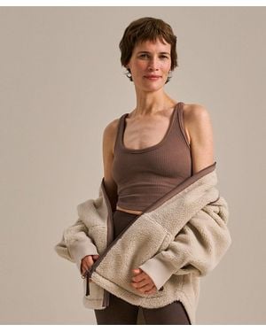 BAM Rib Gathered Crop Top - Brown